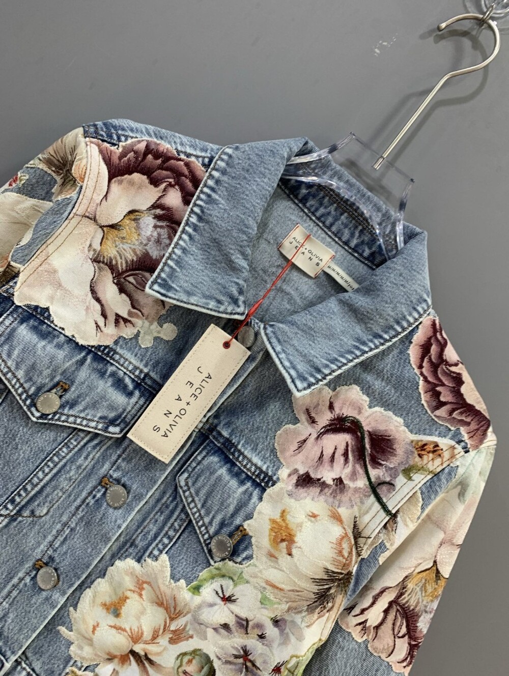 Alice + Olivia CHLOE EMBROIDERED DENIM JACKET - Picture 9 of 14